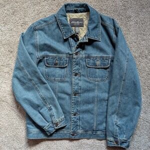 VTG Eddie Bauer Mens Large Tall Quilted Denim Jacket Trucker Classic Y2K 90s USA